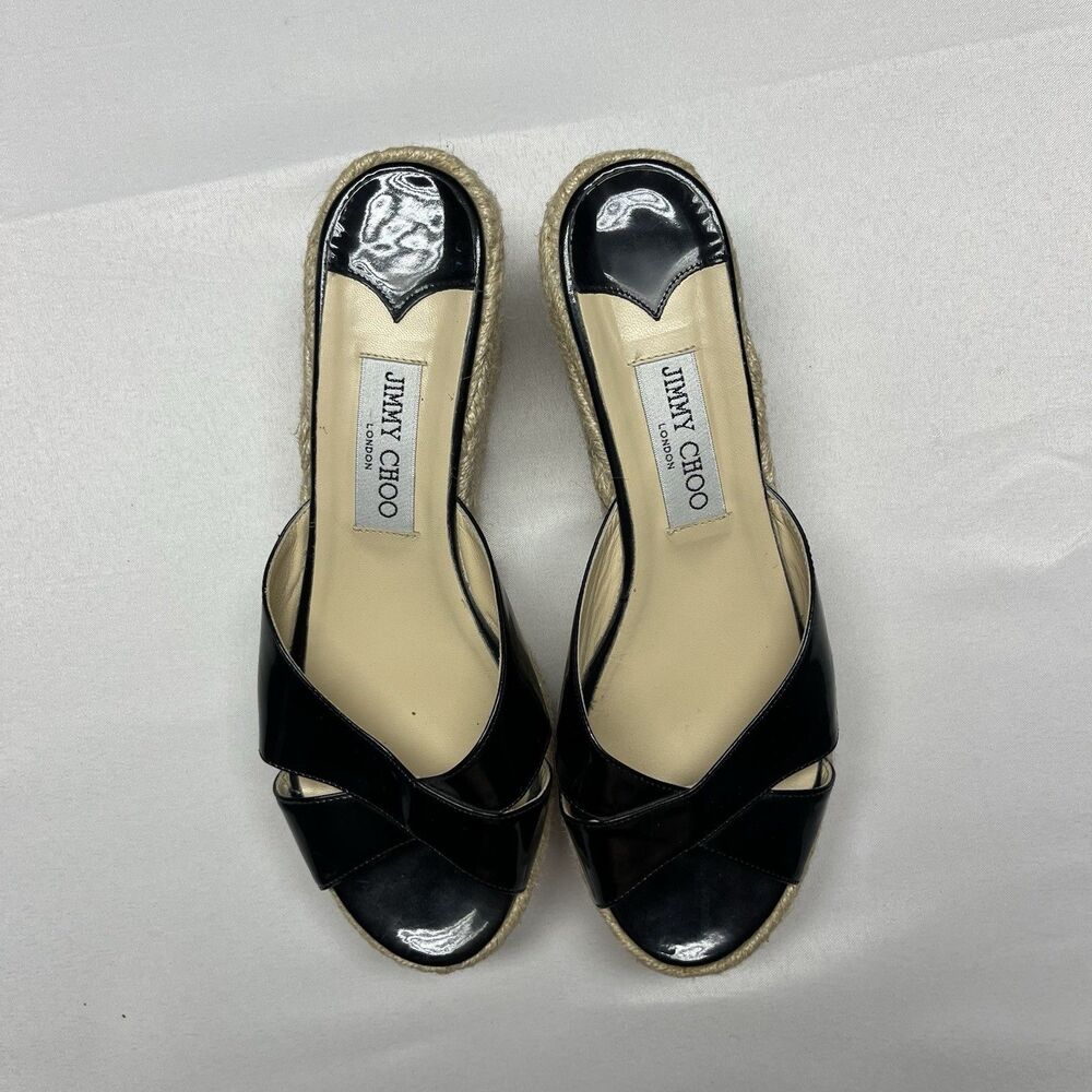 Jimmy Choo Black Platform Espadrille Sandals - Picture 3 of 10